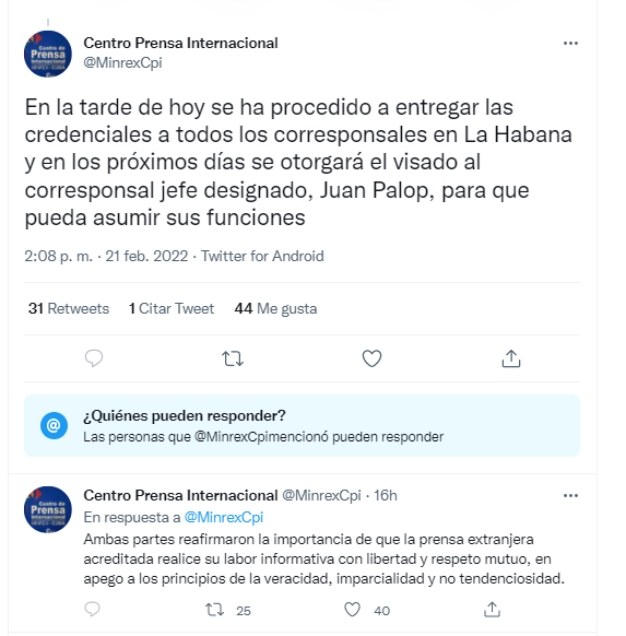 Anuncio del Centro de Prensa Internacional (CPI)